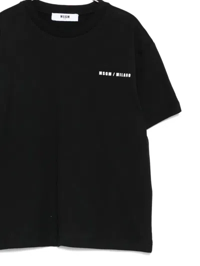 Msgm Kids Cotton T-shirt With Logo In Black