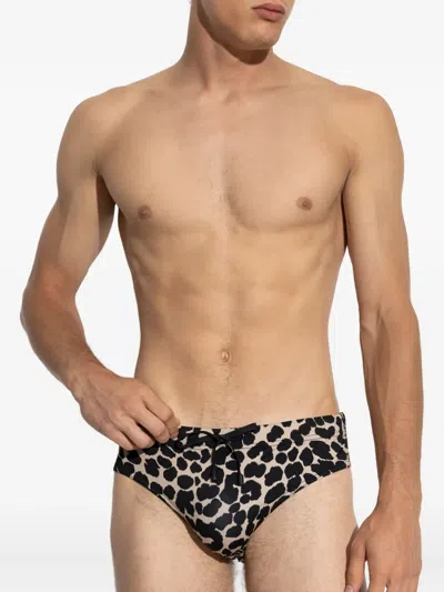 Balmain Leopard-print Drawstring Swim Trunks In Animal Print