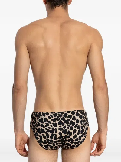 Balmain Leopard-print Drawstring Swim Trunks In Animal Print