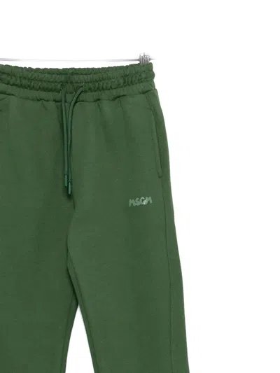 Msgm Drawstring-cuffed Side-pockets Sweatpants In Green