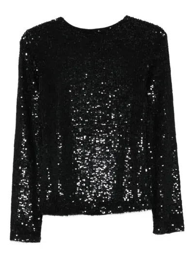 P.a.r.o.s.h Black Full Sequin Blouse In Black