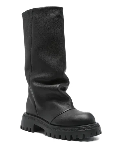 松垮设计小牛皮靴（4厘米）