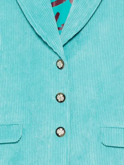 Msgm Corduroy Button-detail Blazer In Blue