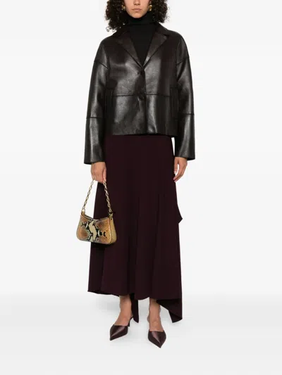 P.a.r.o.s.h Macio Button-fastening Leather Jacket In Black