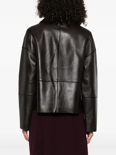 P.a.r.o.s.h Macio Button-fastening Leather Jacket In Black