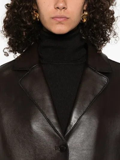 P.a.r.o.s.h Macio Button-fastening Leather Jacket In Black
