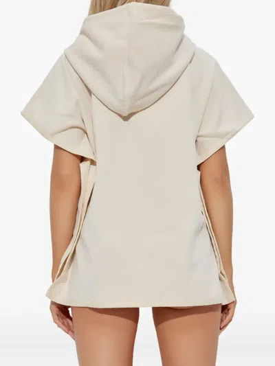Balmain Hooded Logo Poncho In Neutral