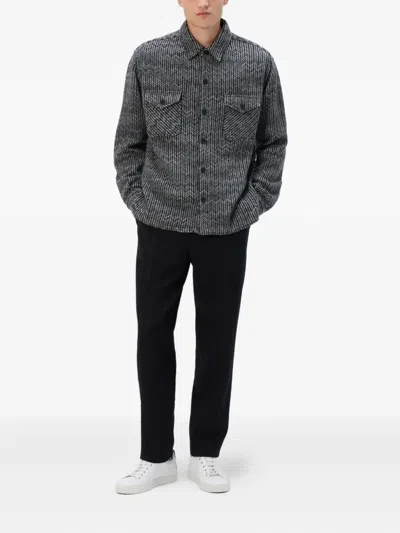 Missoni Overshirt In Wool-cotton Blend With Zigzag Pattern In Gray