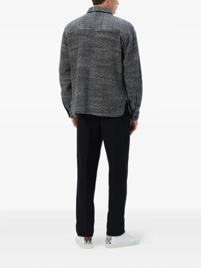 Missoni Overshirt In Wool-cotton Blend With Zigzag Pattern In Gray