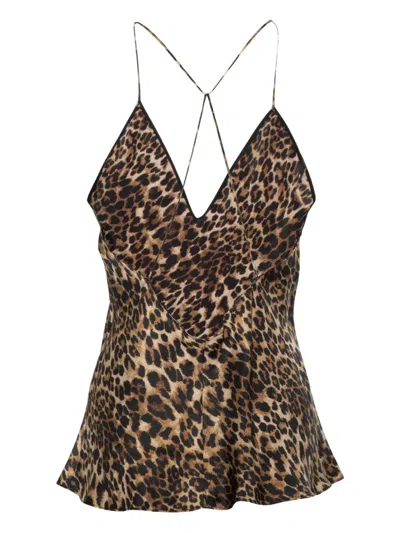Nili Lotan Emile Leopard-print Silk Camisole In Brown