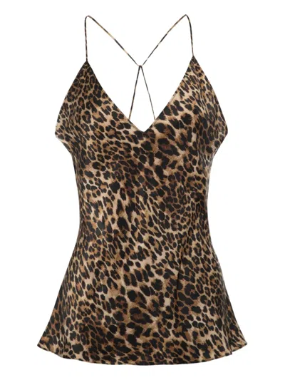 Nili Lotan Emile Leopard-print Silk Camisole In Brown