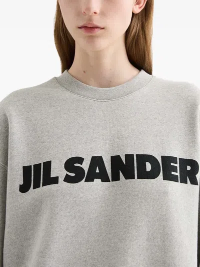 Jil Sander Light Grey Sweatshirt With Logo Print In Gray