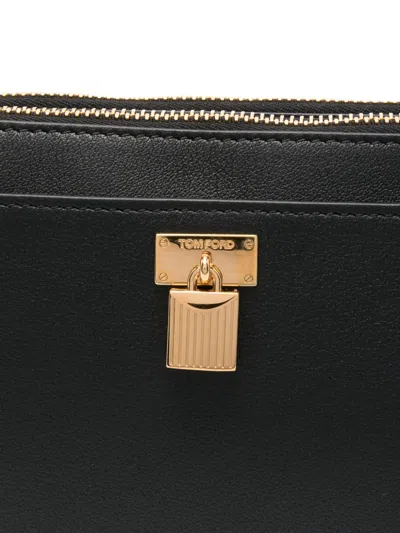 Tom Ford Natural Grain Leather Padlock Mini Bag On Strap In Black