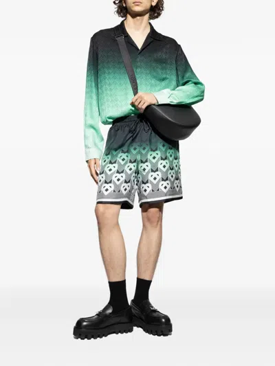 Casablanca 'ping Pong' Jacquard Silk Shirt In Green