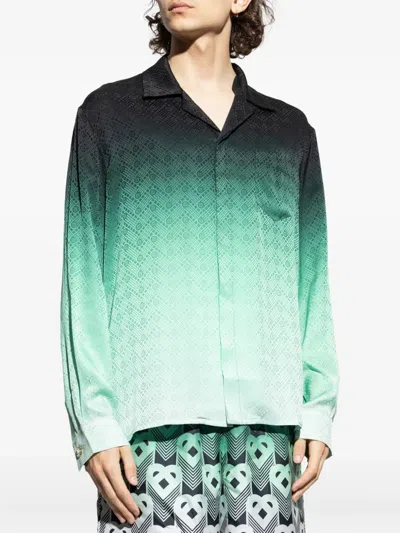 Casablanca 'ping Pong' Jacquard Silk Shirt In Green