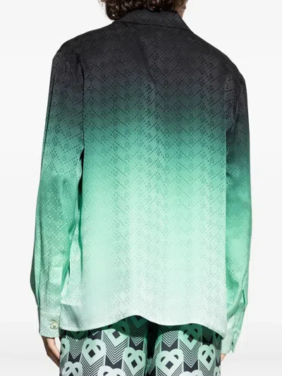 Casablanca 'ping Pong' Jacquard Silk Shirt In Green