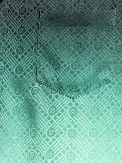 Casablanca 'ping Pong' Jacquard Silk Shirt In Green