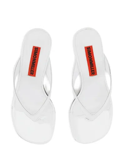 Simon Miller 57mm Beep Thong Leather Heeled Sandals In White