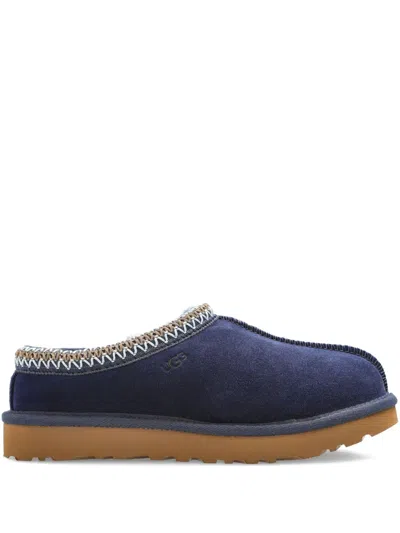 Ugg Slip-on Slippers With Rubber Sole And Zigzag Stitching In Blue