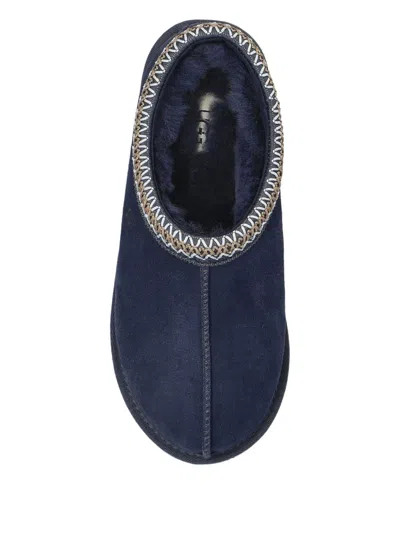 Ugg Slip-on Slippers With Rubber Sole And Zigzag Stitching In Blue