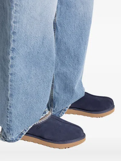 Ugg Slip-on Slippers With Rubber Sole And Zigzag Stitching In Blue