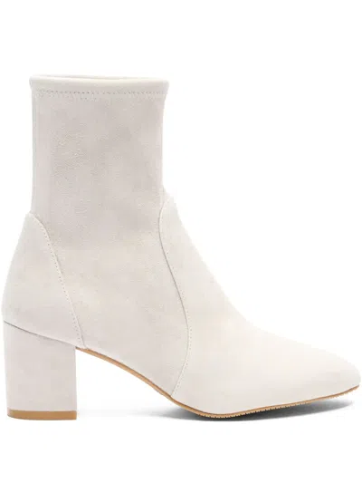 Stuart Weitzman Sock-fit Block-heel Boots In White