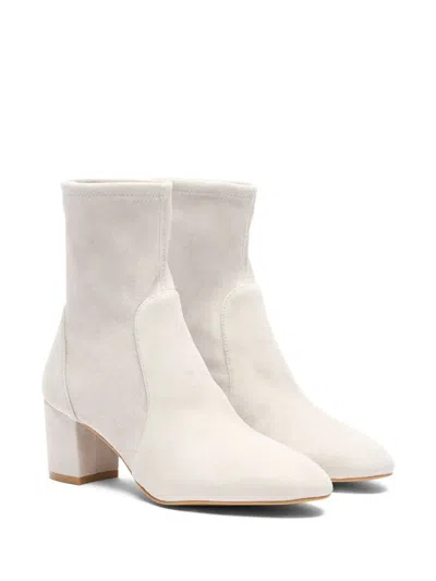 Stuart Weitzman Sock-fit Block-heel Boots In White