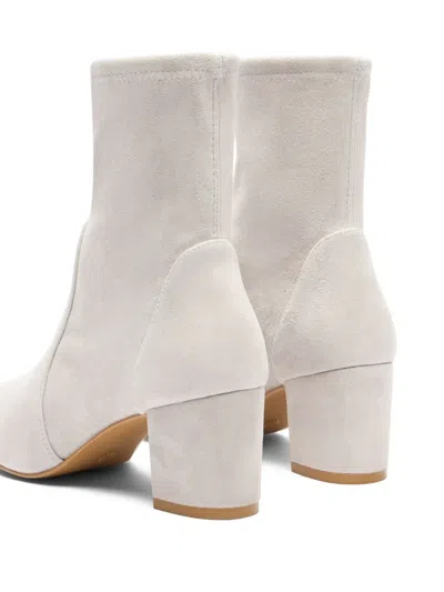 Stuart Weitzman Sock-fit Block-heel Boots In White
