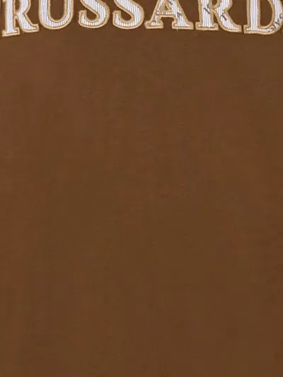 Trussardi Junior Logo-embroidered Sweatshirt In Brown