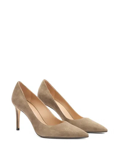 Stuart Weitzman 85mm Stuart Power Suede Pointed-toe Pumps In Brown
