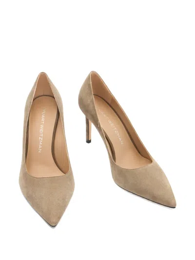 Stuart Weitzman 85mm Stuart Power Suede Pointed-toe Pumps In Brown