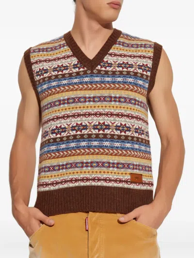 Dsquared2 Logo-patch Vest In Multi