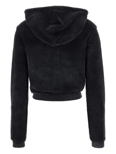 Alexander Wang Cropped Cotton Terry Sweatshirt With Zip-up Front In Black
