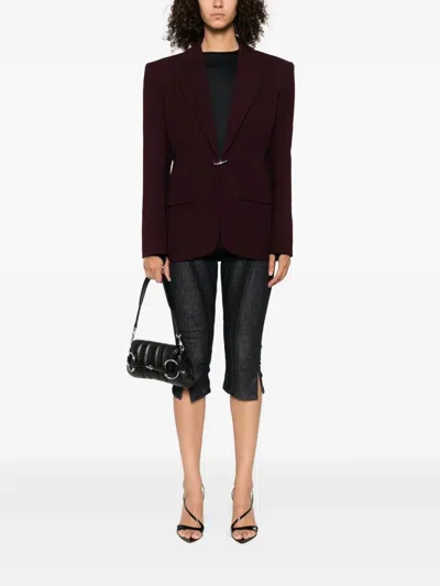 Mugler Flap Pockets Tailored Jacket In Brown