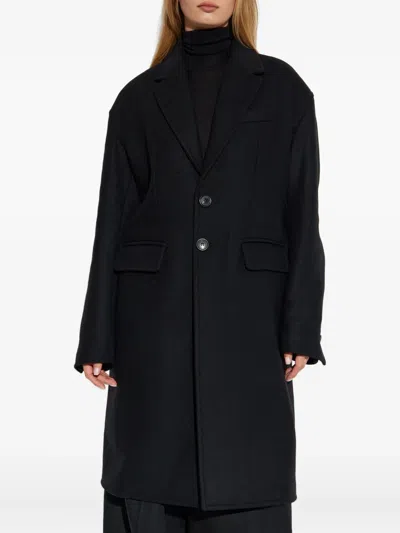 Dsquared2 Double Breasted Wool Blend Coat In Black