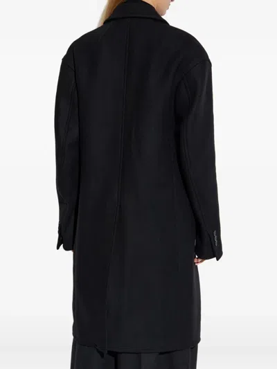 Dsquared2 Double Breasted Wool Blend Coat In Black