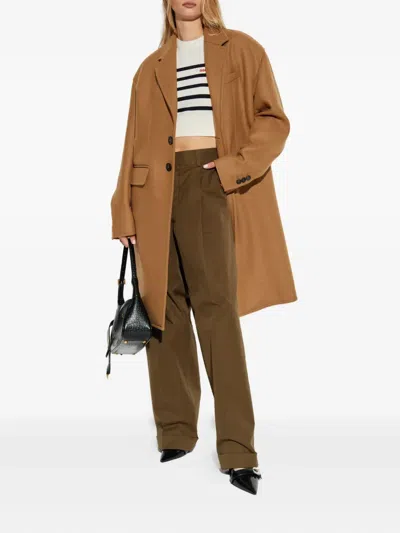 Dsquared2 Button-fastening Wool-blend Coat In Brown
