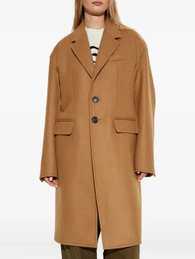 Dsquared2 Button-fastening Wool-blend Coat In Brown