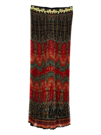 Alice And Olivia Copen Pleated Printed Skirt In Multi