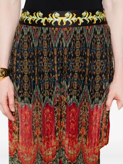 Alice And Olivia Copen Pleated Printed Skirt In Multi