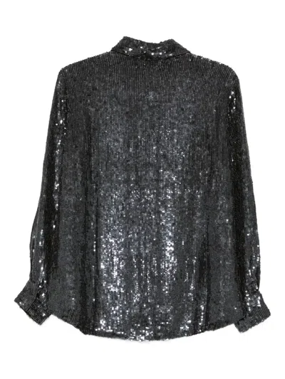 P.a.r.o.s.h Dark Brown Sequin Shirt In Black