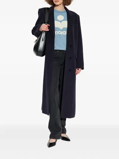 Isabel Marant Peak Lapel Wool Coat In Black
