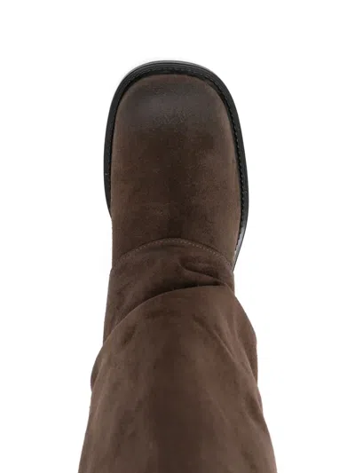 Gisel Moire Manchester Low Heels Boots In Brown