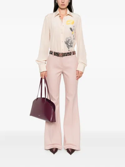 Ermanno Scervino Flared Wool Trousers In Pink