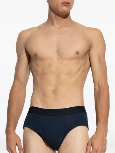 Tom Ford Logo-waistband Briefs In Blue
