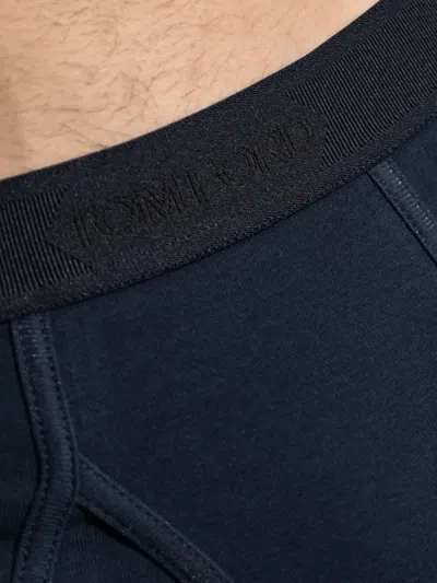 Tom Ford Logo-waistband Briefs In Blue