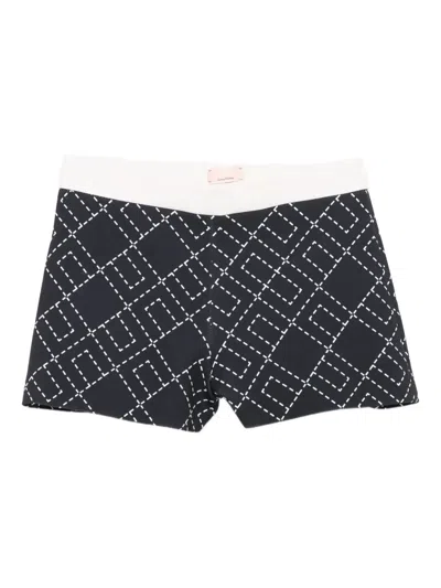 Elisabetta Franchi La Mia Bambina Geometric-pattern Shorts In Black