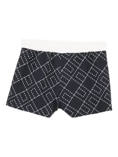 Elisabetta Franchi La Mia Bambina Geometric-pattern Shorts In Black