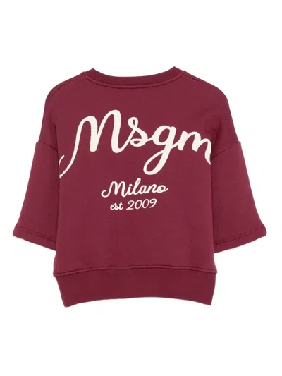Msgm Layered Logo Sweatshirt In Red
