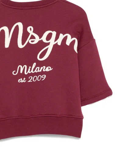 Msgm Layered Logo Sweatshirt In Red